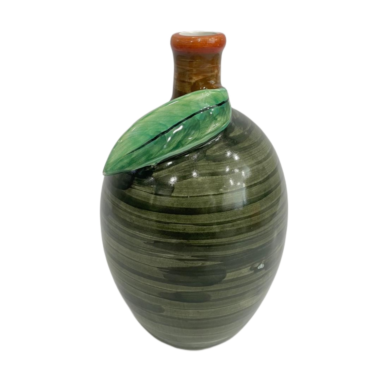 Bottle with green leaf decoration