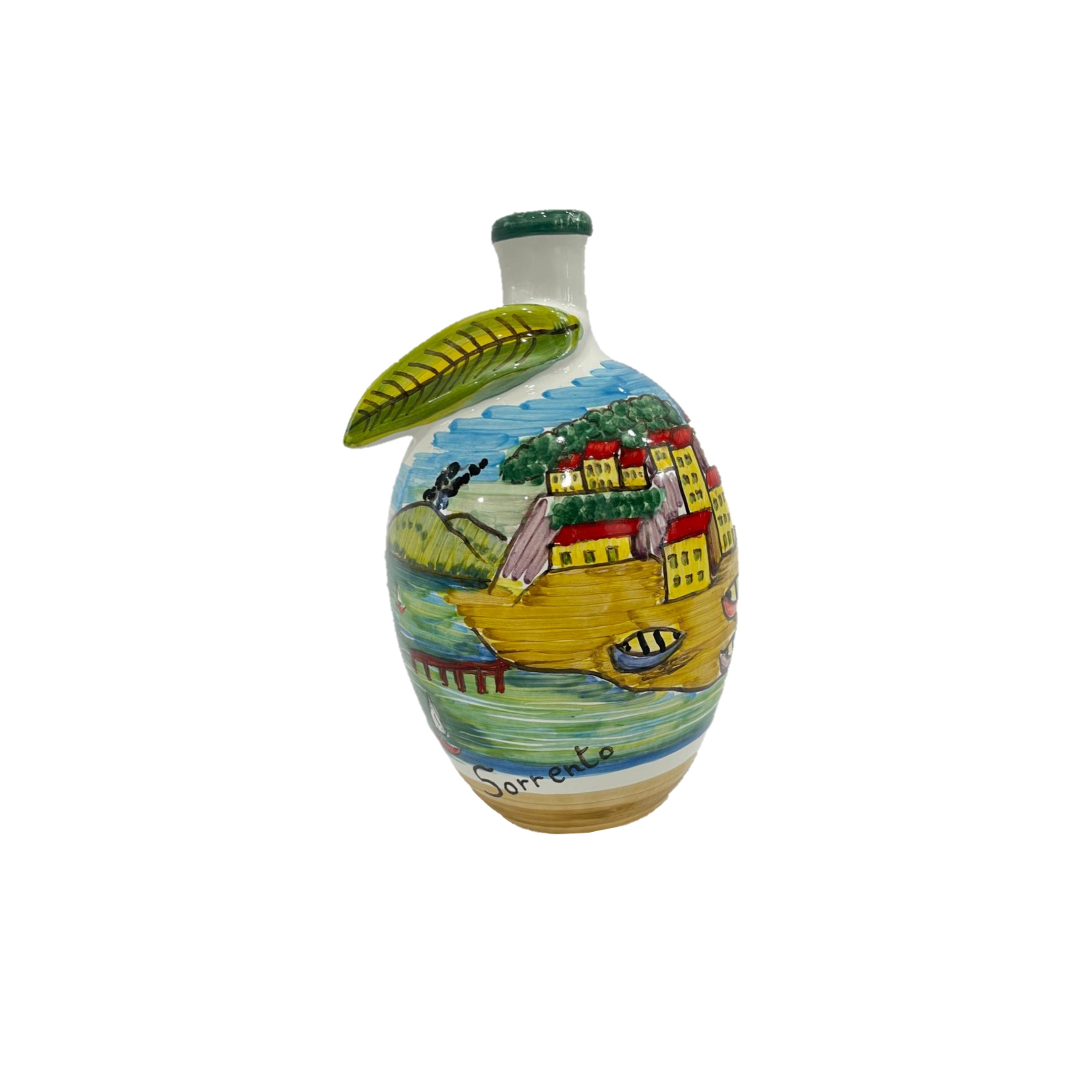 Bottle with leaf and landscape decoration