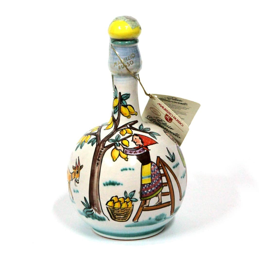 Bottle with lady picking lemons